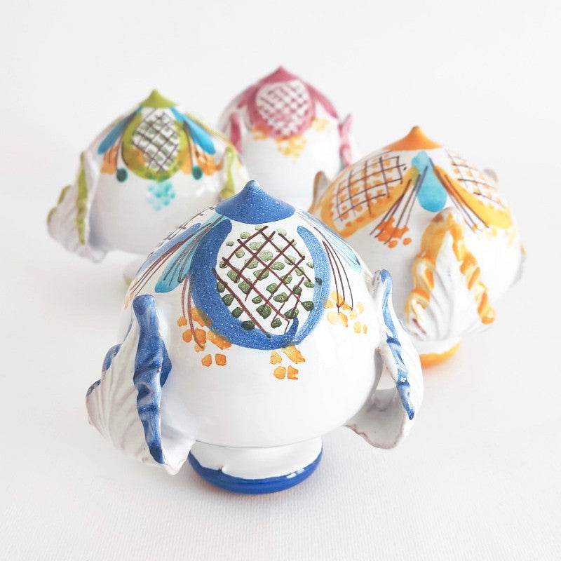Pumo Artigianale In Ceramica 10 Cm | Bocciolo Di Rosa Portafortuna Bianco, Oggetto Artigianale Siciliano