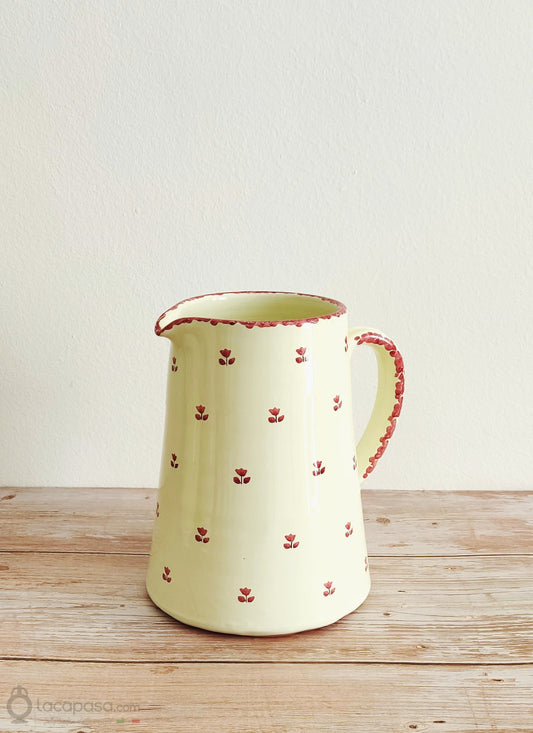 Brocca in ceramica - decoro Tulipano rosso