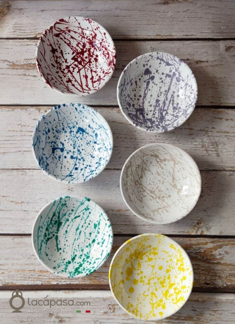 ASPARAGO - Set 6 Piatti Fondi ceramica - decoro Macchia - Lacapasa.com