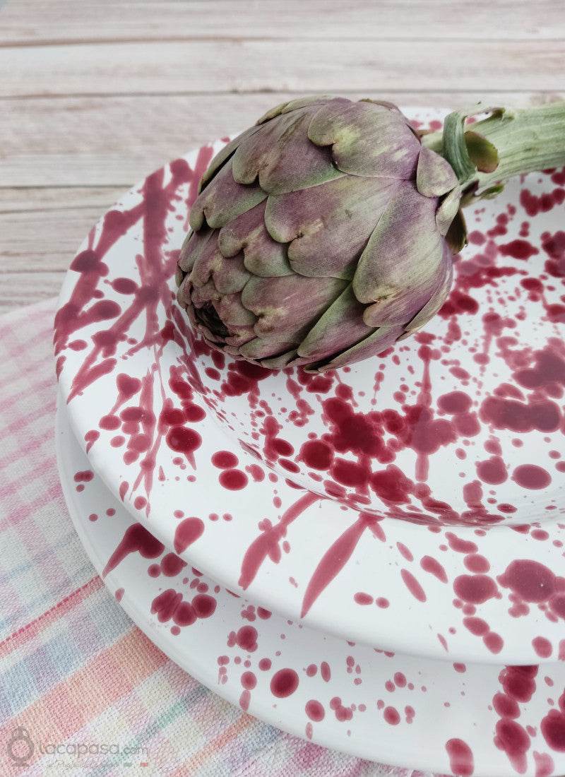 BORDEAUX - Servizio di Piatti in ceramica pugliese - decoro Macchia - Lacapasa.com