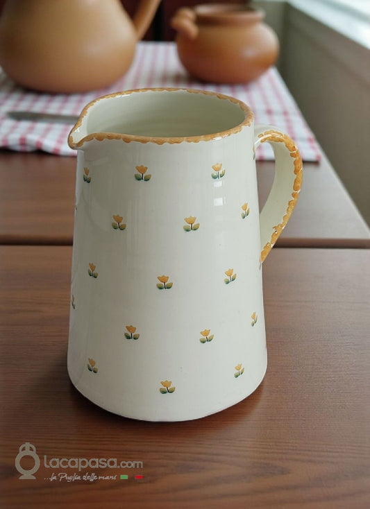 Brocca in ceramica - decoro Tulipano giallo - Lacapasa.com