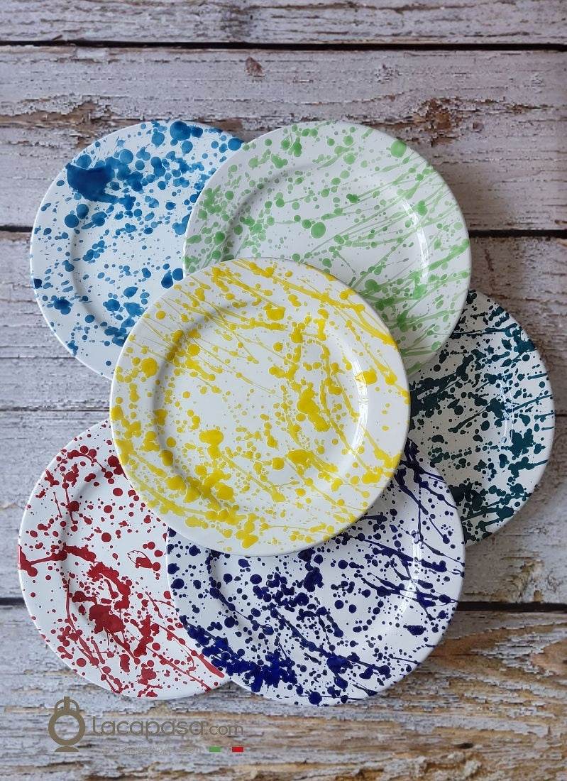 ESTATE - Set 6 Piatti Piani ceramica - decoro Macchia - Lacapasa.com