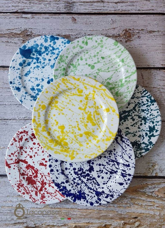 ESTATE - Set 6 Piatti Piani ceramica - decoro Macchia - Lacapasa.com