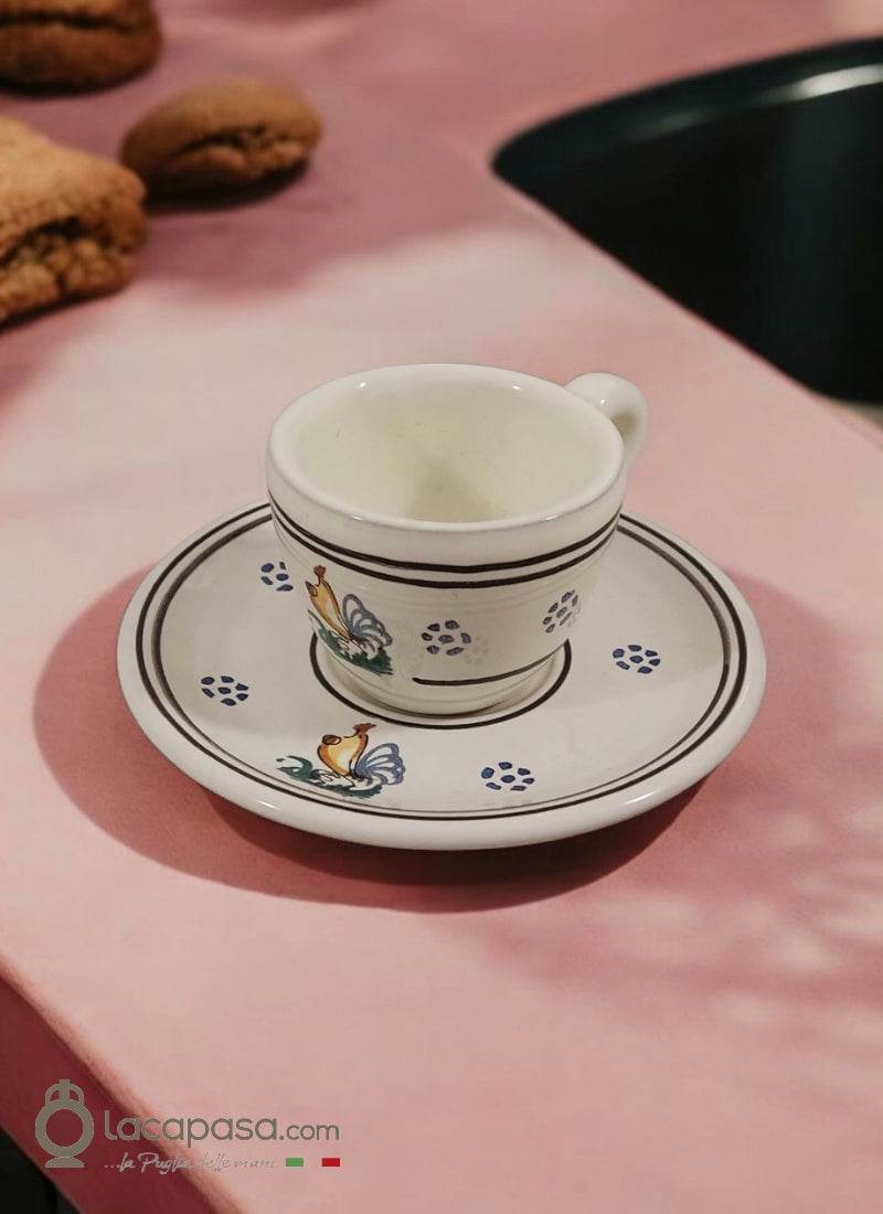 GALLO - Tazzina caffè in ceramica pugliese - Lacapasa.com
