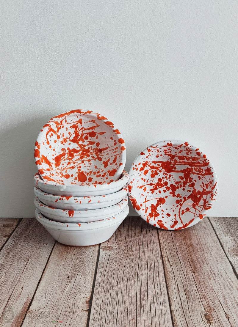 LIMMO - Set 6 Piatti Fondi ceramica - decoro Macchia 1 - Lacapasa.com