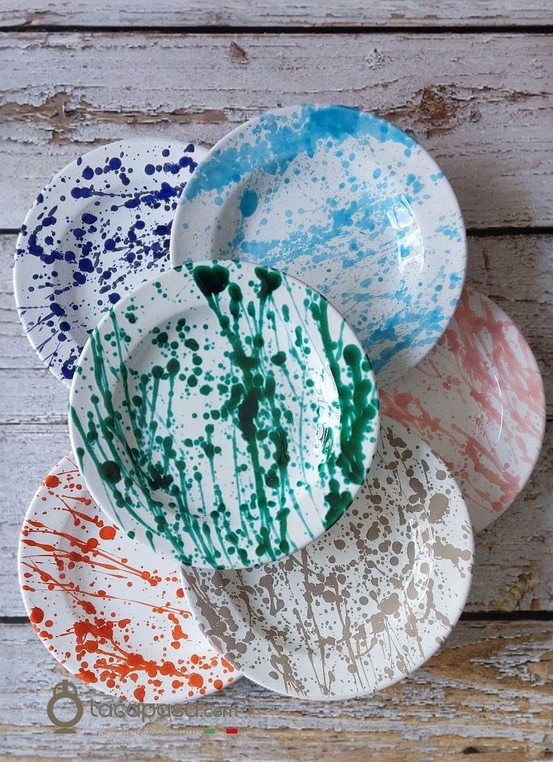 PRIMAVERA - Set 6 Piatti Fondi ceramica - decoro Macchia - Lacapasa.com