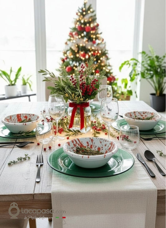 LIMMO - Set 6 Piatti Fondi ceramica - decoro Macchia