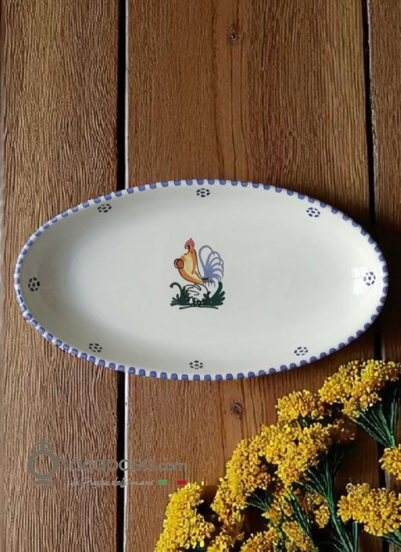 Piatto da portata in ceramica - decoro Gallo - Lacapasa.com