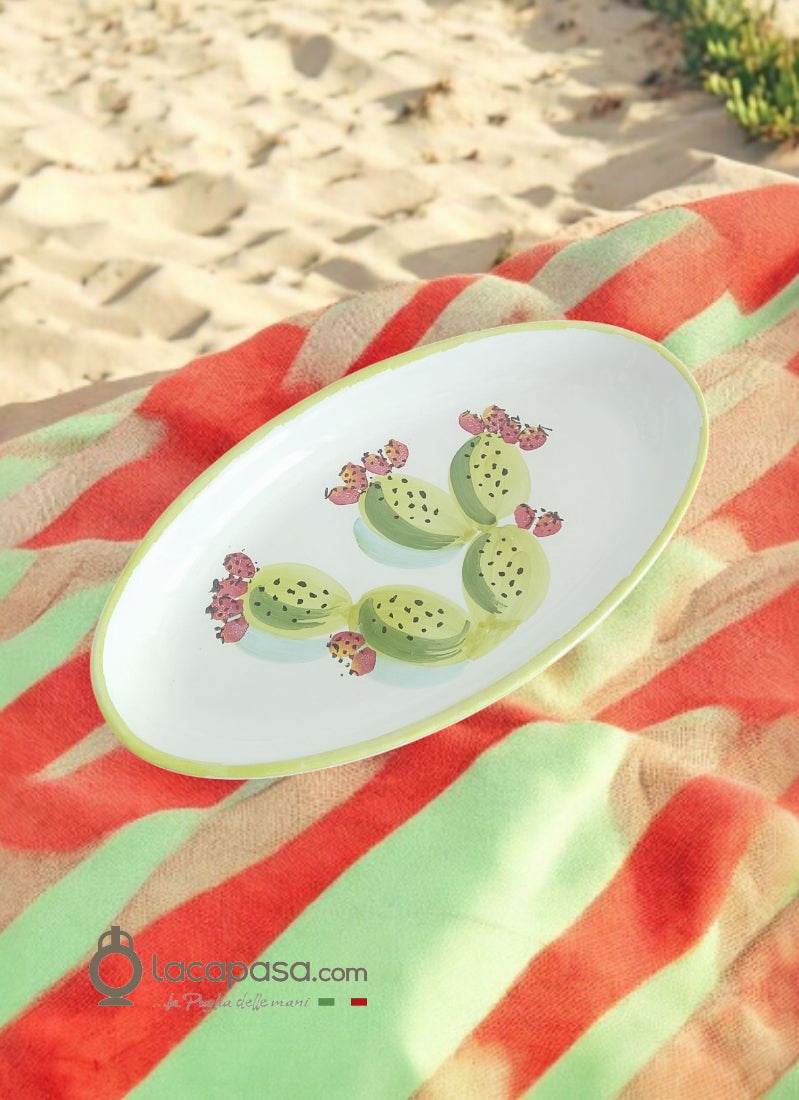 Piatto portata ceramica - decoro Fico d'India - Lacapasa.com