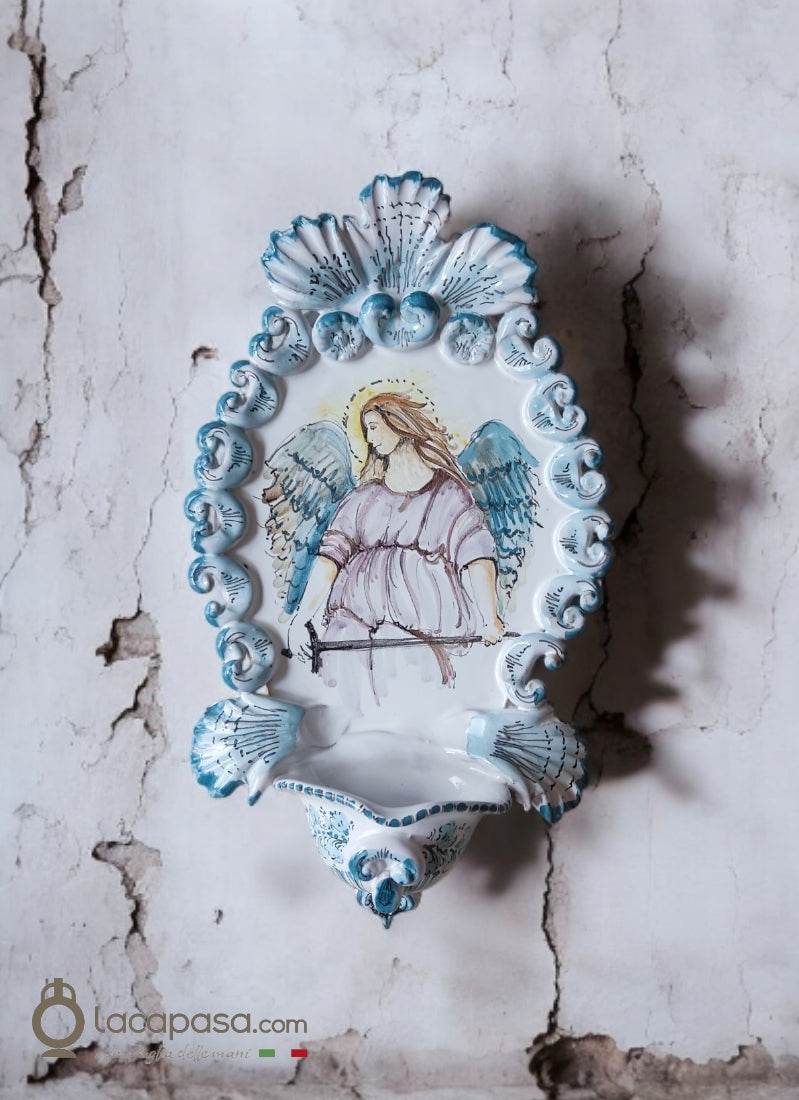 S. MICHELE ARCANGELO - Acquasantiera in ceramica - Lacapasa.com