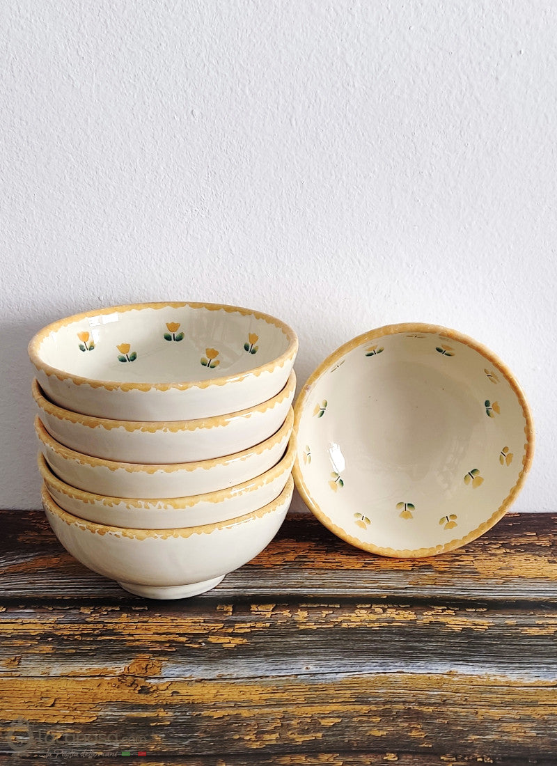 SET 6 Ciotole ceramica – decoro Tulipano giallo –