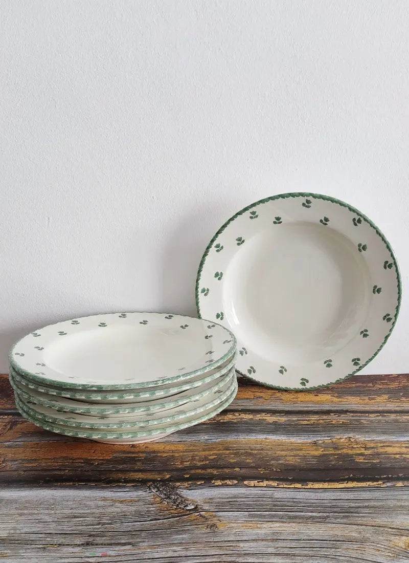 SET 6 Piatti Fondi ceramica – decoro Tulipano verde - Lacapasa.com