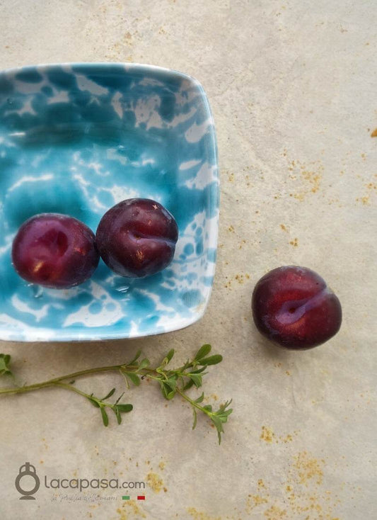 SET 6 Piatti Fondi Quadrati in ceramica - decoro Macchia - Lacapasa.com