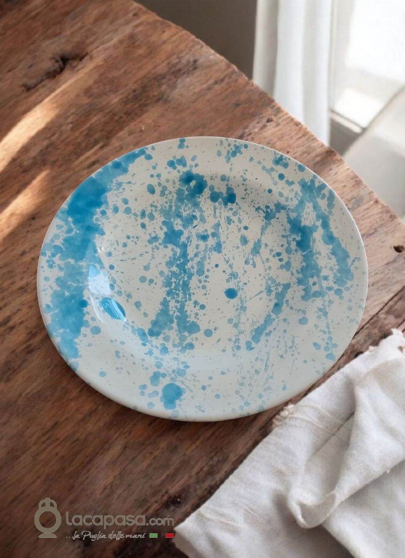 TURCHESE - Set 6 Piatti Fondi ceramica - decoro Macchia - Lacapasa.com