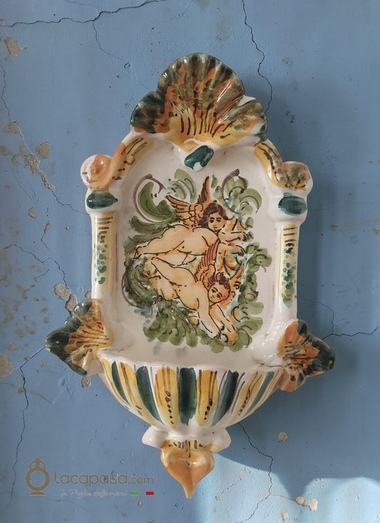 AGAPE - Acquasantiera in ceramica di Grottaglie