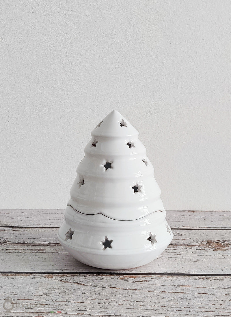 ABETE BIANCO - Porta candela albero di natale in ceramica Lacapasa.com