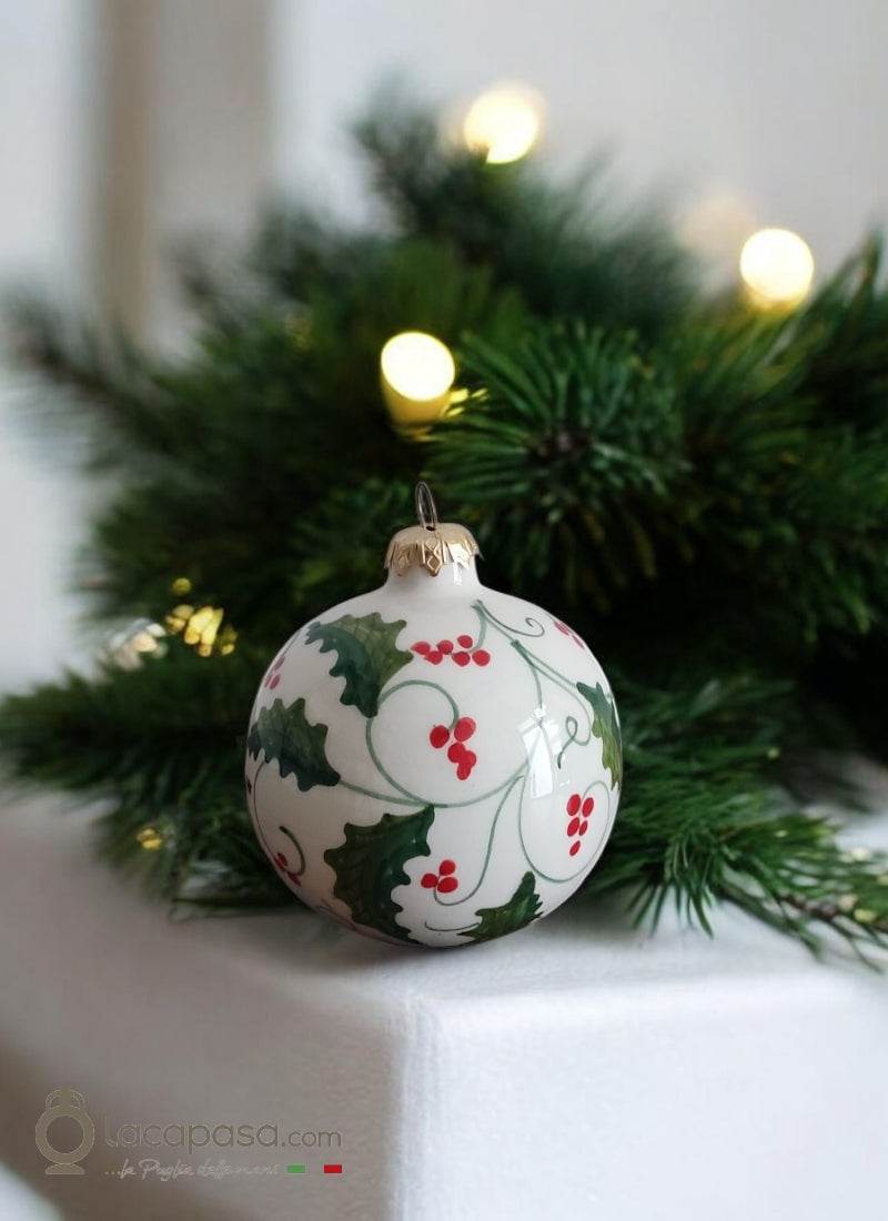 AGRIFOGLIO - Pallina di Natale in ceramica - Lacapasa.com