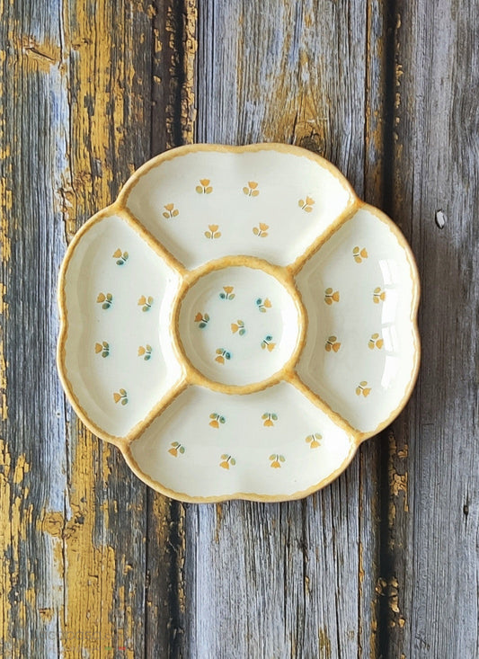 Antipastiera in ceramica - decoro Tulipano giallo - Lacapasa.com - Shop Online di Ceramiche Artigianali e Tipicità Pugliesi