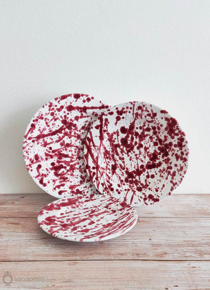 Piatti in ceramica pugliese - decoro Macchia Bordeaux - Lacapasa.com