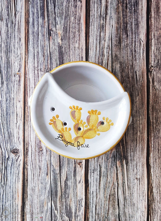 Bagna Frise ceramica giallo - decoro Fico d'India Lacapasa.com