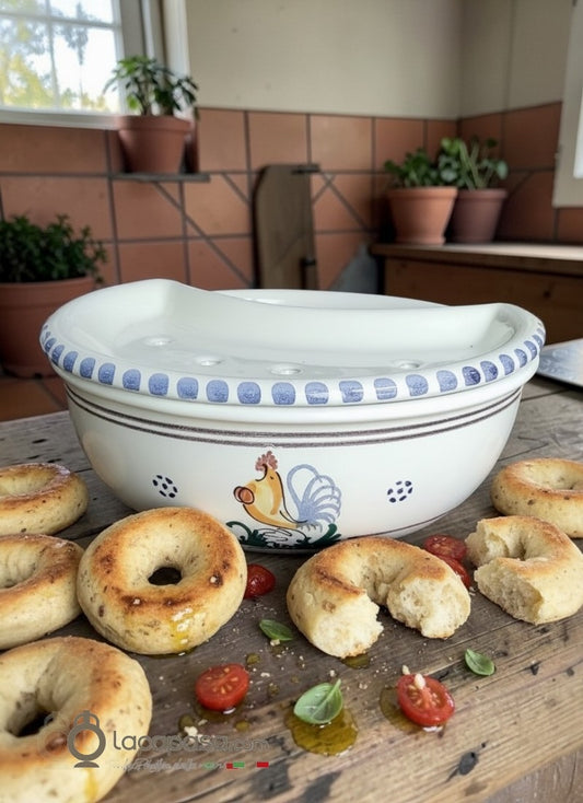 Bagna frise in ceramica con gallo - Lacapasa.com