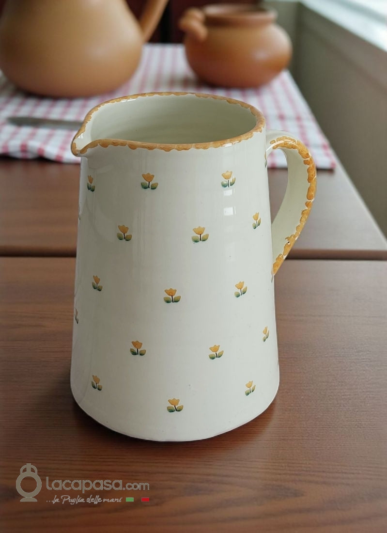 Brocca in ceramica - decoro Tulipano giallo - Lacapasa.com