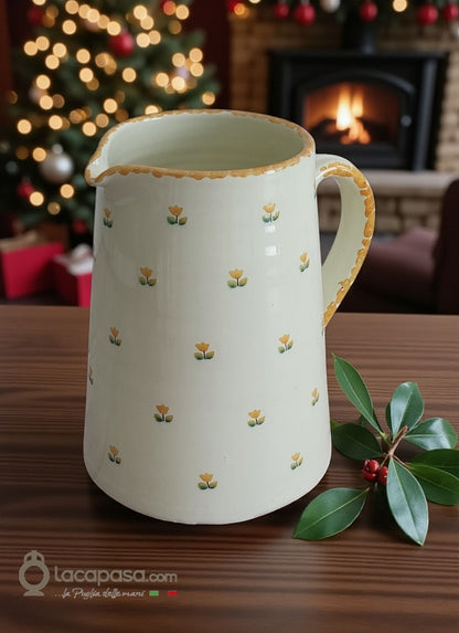 Brocca in ceramica - decoro Tulipano giallo - Xmas - Lacapasa.com