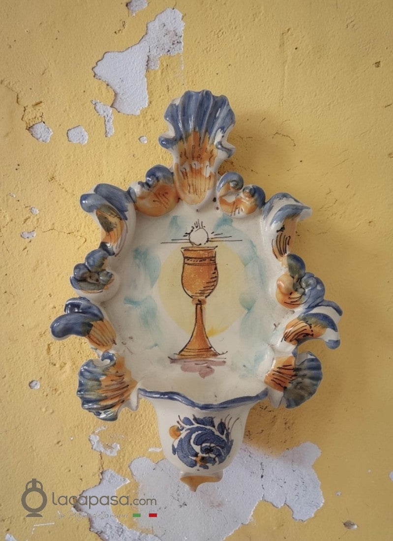 EUCARESTIA - Acquasantiera in ceramica di Grottaglie - Lacapasa.com