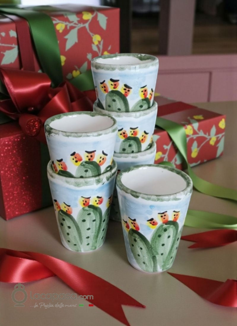 FICO D'INDIA - SET 6 Bicchierini limoncello in ceramica - Lacapasa.com