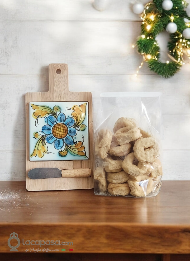 GIFT BOX "Tagliere" - Tagliere in Legno e Ceramica + Taralli Pugliesi - Lacapasa.com