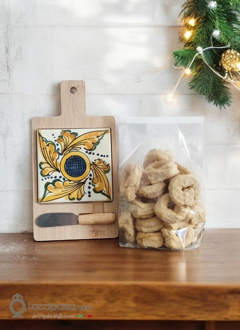 GIFT BOX "Tagliere" - Tagliere in Legno e Ceramica + Taralli Pugliesi - Lacapasa.com