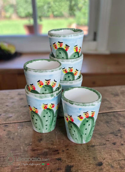 FICO D'INDIA - SET 6 Bicchierini limoncello in ceramica