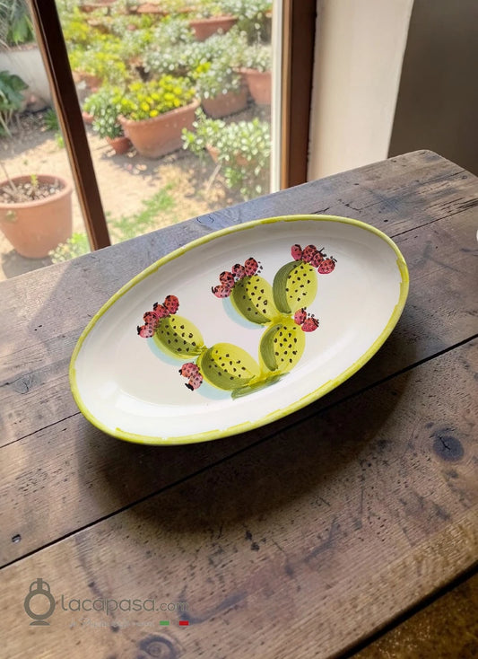 Piatto portata ceramica - decoro Fico d'India