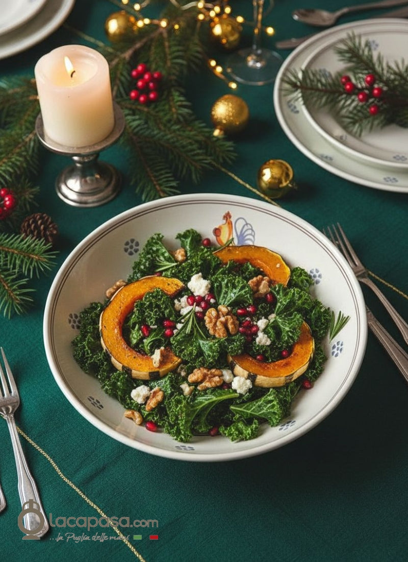 Insalatiera in ceramica - decoro Gallo - Xmas - Lacapasa.com