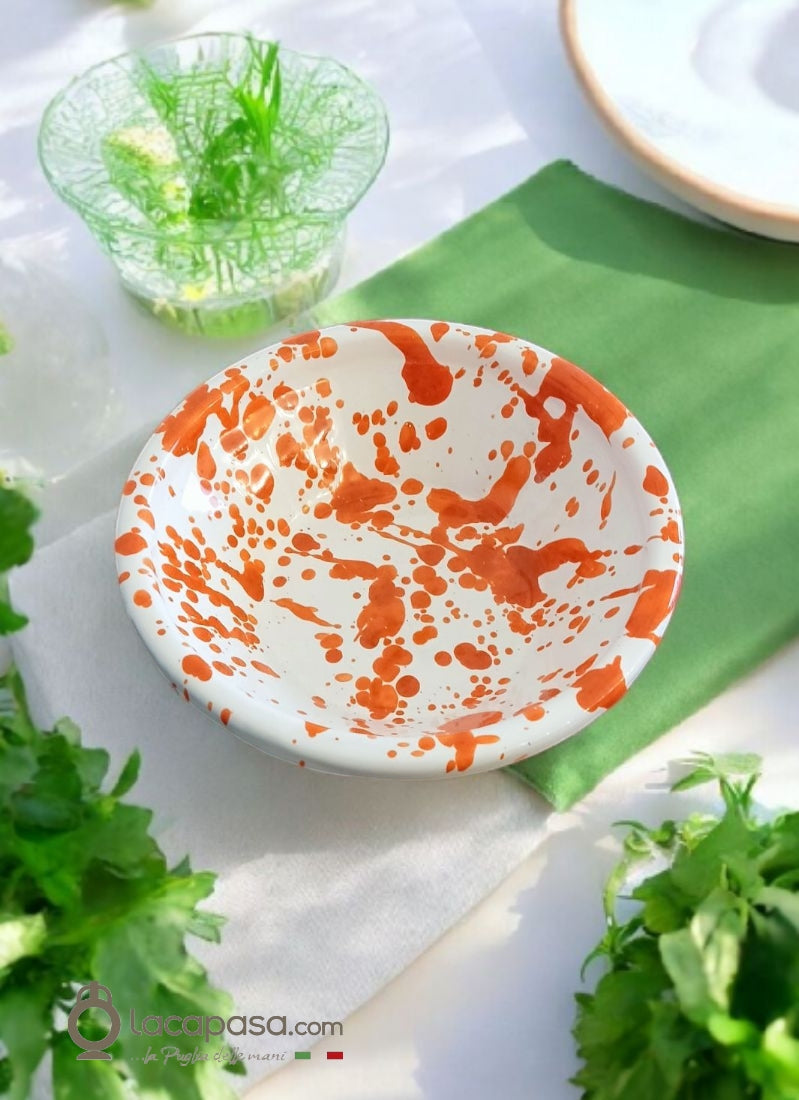 LIMMO - Set 6 Piatti Fondi - decoro Macchia arancio