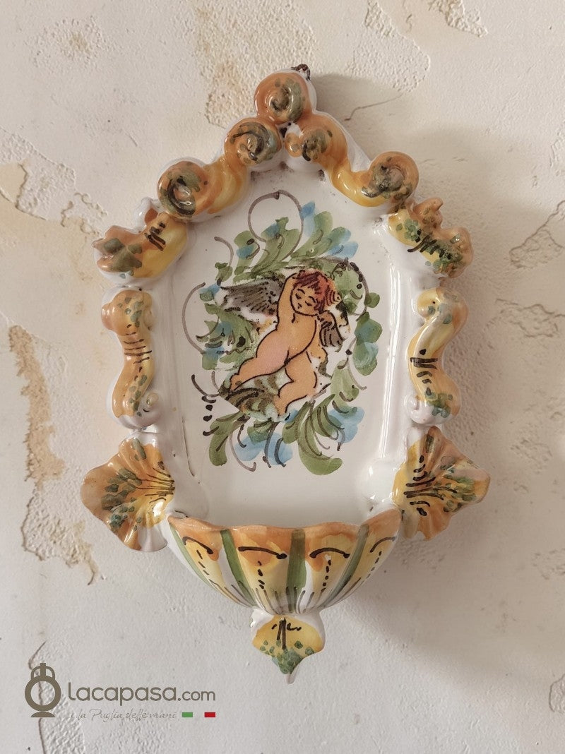 NUNZIO - Acquasantiera in ceramica di Grottaglie - Lacapasa.com