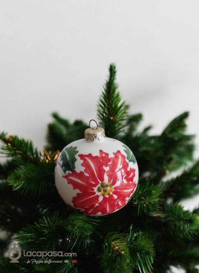 POINSETTIA - Pallina di Natale in ceramica - Lacapasa.com