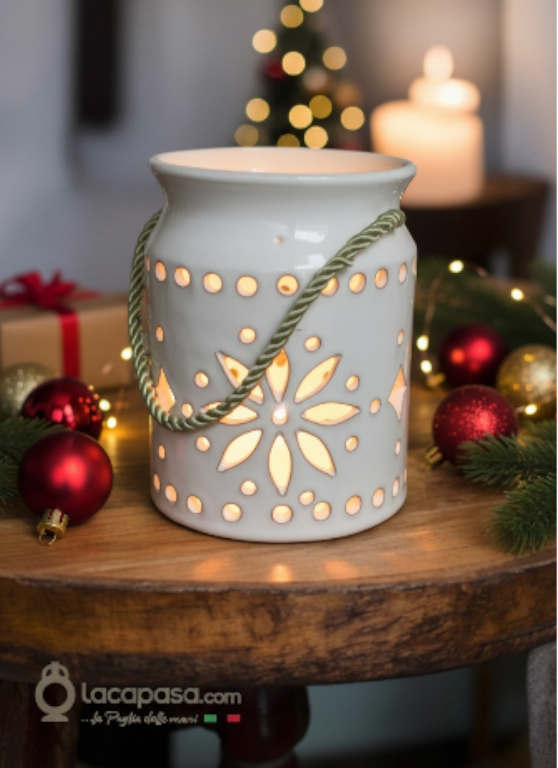 ROSA CANINA - Porta candela in ceramica