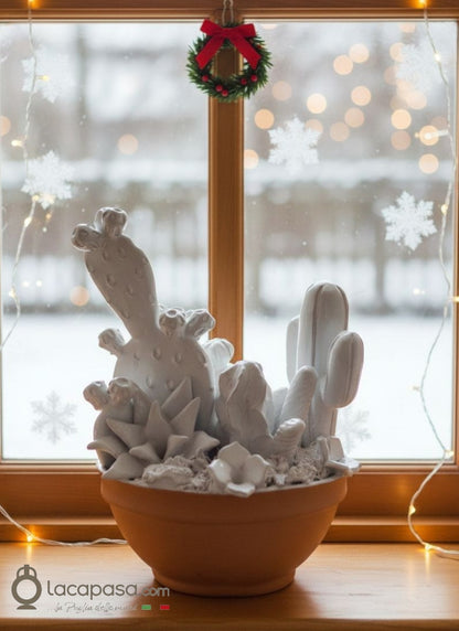SAGUARO - Cactus in ceramica bianco - Xmas - Lacapasa.com