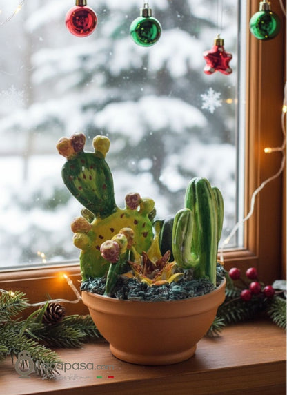 SEDUM - Cactus in ceramica colorato - Xmas - Lacapasa.com