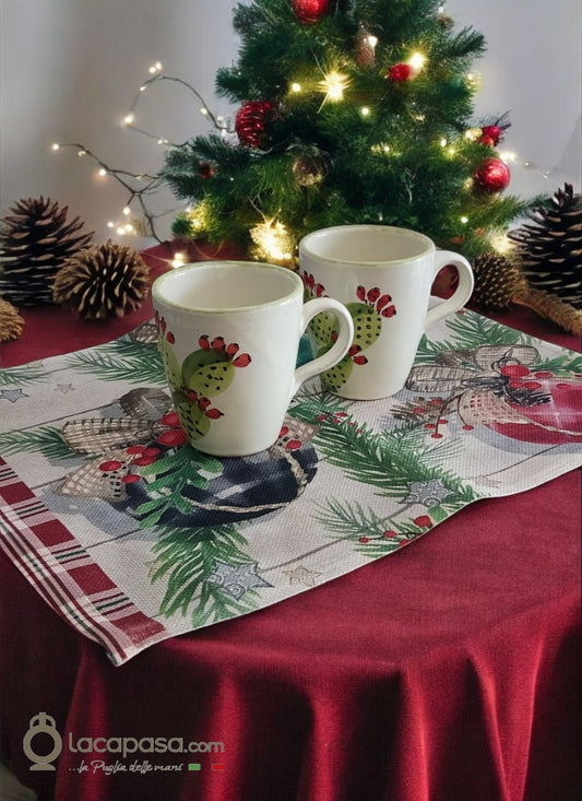 SET 2 Tazze Mug ceramica - decoro Fico d'India - Lacapasa.com