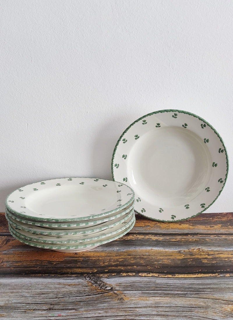 SET 6 Piatti Fondi ceramica – decoro Tulipano verde - Lacapasa.com - Shop Online di Ceramiche Artigianali e Tipicità Pugliesi