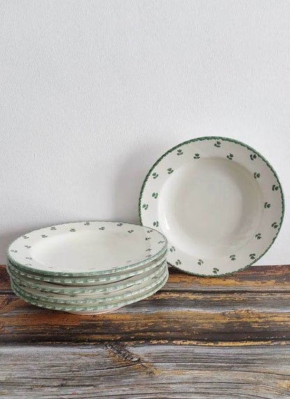 SET 6 Piatti Fondi ceramica – decoro Tulipano verde - Lacapasa.com