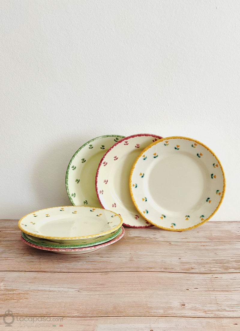 SET 6 Piatti Frutta ceramica – decoro Tulipano -