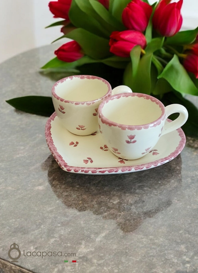 SET Caffè per 2 – decoro Tulipano rosso - Lacapasa.com