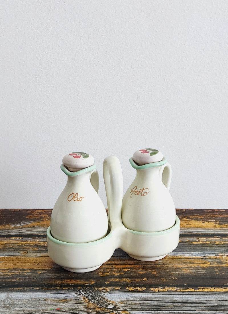 SET Olio e Aceto in ceramica - decoro PASTELLO - Lacapasa.com