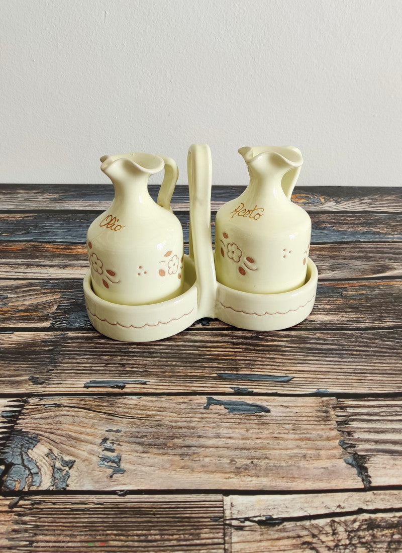 SET Olio e Aceto in ceramica - decoro Fiori Incisi - Lacapasa.com