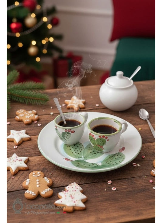 SET 2 Tazzine caffè in ceramica con Fico d'India - Lacapasa.com