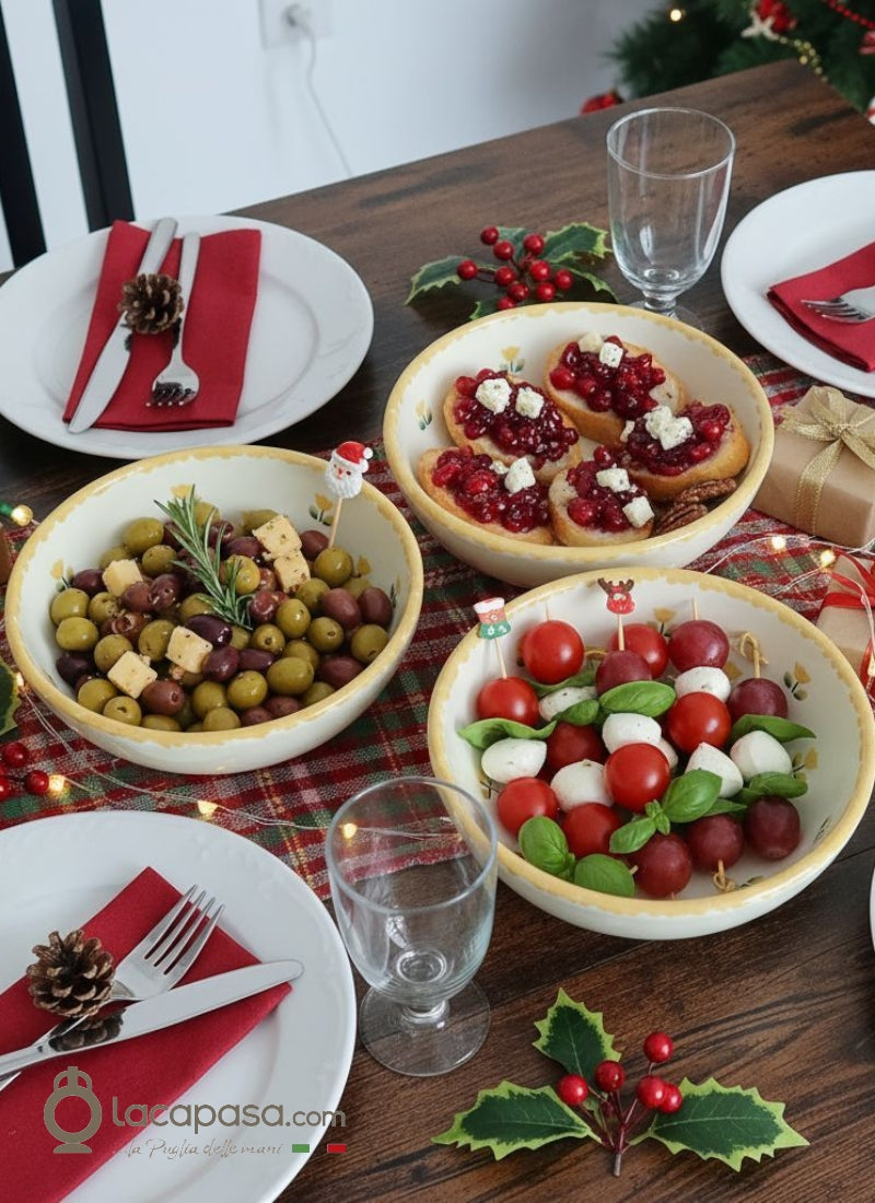 SET 6 Ciotole ceramica – decoro Tulipano giallo - Xmas - Lacapasa.com