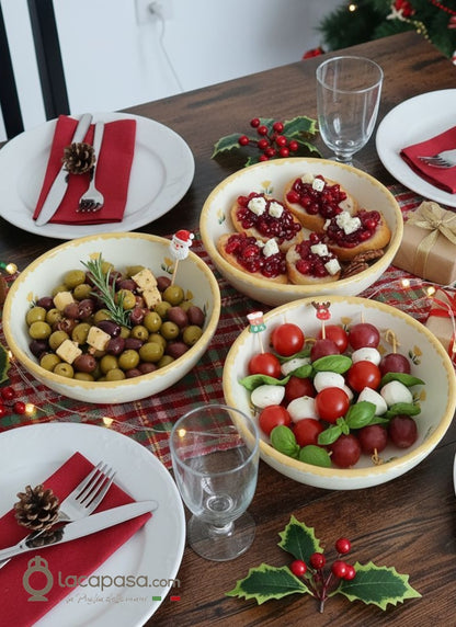 SET 6 Ciotole ceramica – decoro Tulipano giallo - Xmas - Lacapasa.com